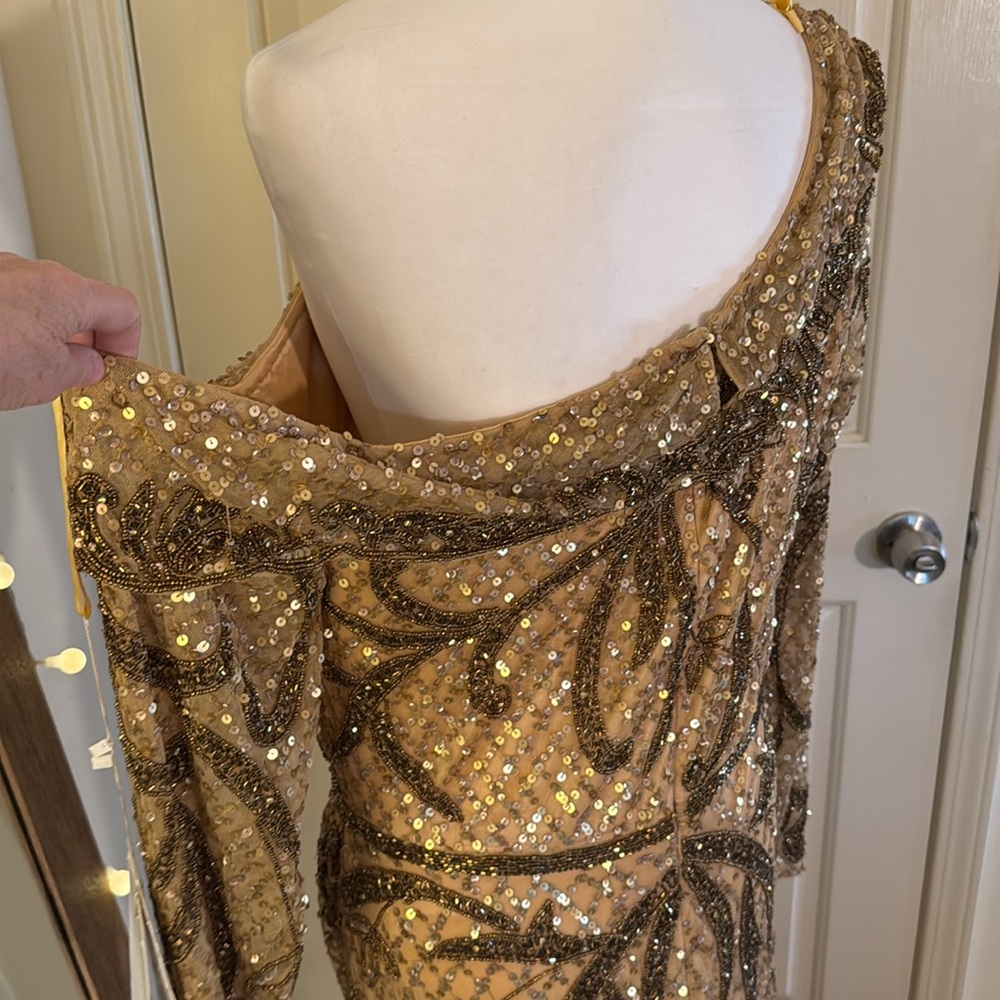 Mac Duggal Gold One Shoulder Dress - Picture 13 of 16